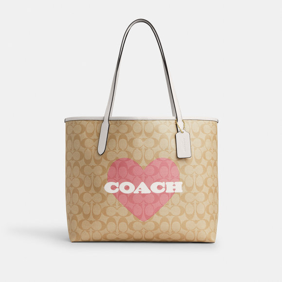 COACH Handbags - NWT Coach Outlet City Tote In Signature Canvas With Heart Print
